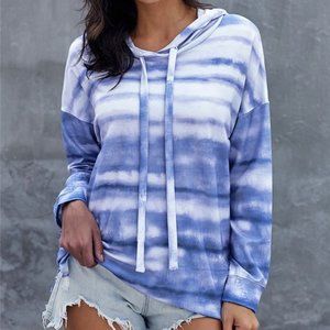 Blue Tie Dye Stripe Hoodie